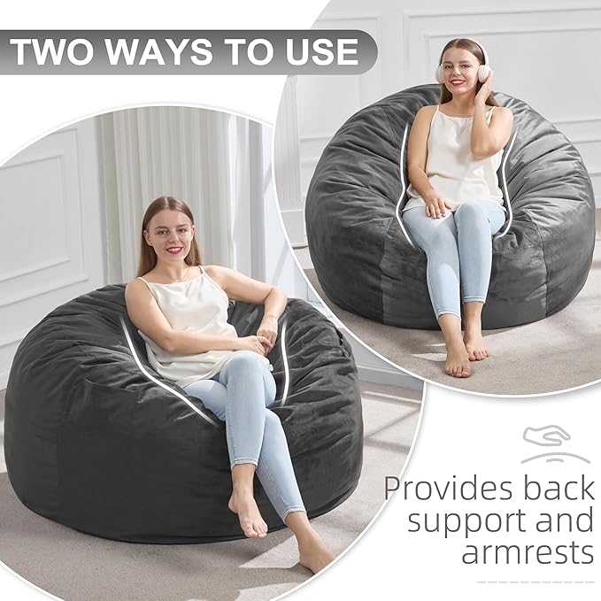 Hobestluk 3FT Bean Bag Chair Giant Bean Bag Chairs for Adults Large Bean Chairs with Removable Cover, Beanbag Chair with Filler, Adult Bean Bag Chairs for Living Room, Bedroom