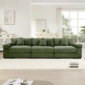KEIKI 130" Oversized Corduroy Modular Cloud Sectional Sofa with High-Density Foam Cushions, Extra-Thick Armrest, Upholstered Modern 3-Seater Fluffy Corner Couch with 9 Pillow, for Living Room, Green