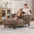 Chaise Lounge Chair Indoor with Pillows - Linen Fabric Comfy Reading Chair Bed, Upholstered Modern Small Couch Sofa Bed for Living Room, Bedroom & Apartment (Brown)