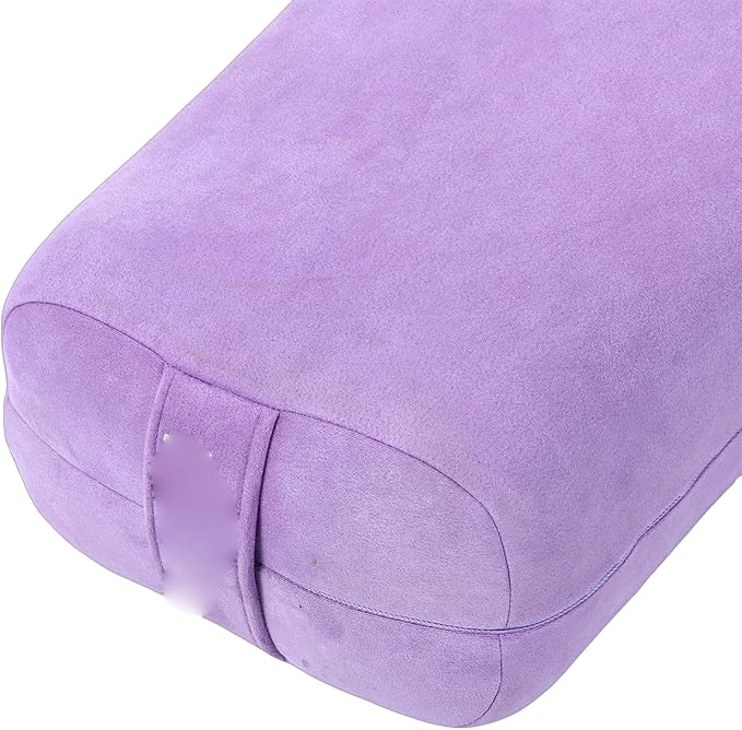 SPYMINNPOO Yoga Bolster, Meditation Cushion & Floor Pillow with 3 Layer Support, Washable Velvet Cover & Carry Handle (Purple)