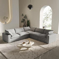 V-Shaped Cloud Sectional Couch, Modular Sectional Sofa, Modern Comfy Cloud Sofa, Covers Removable, Convertible Sleeper Couch for Living Room Apartment (Light Grey, Linen Fabric)