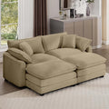 Aoowow Oversized Loveseat Couch with Ottomans,Modern Corduroy 2 Seater Cloud Couches for Living Room,Modular Sectional Cloud Sofas Deep Seat,Double Lounger Sleeper Sofa