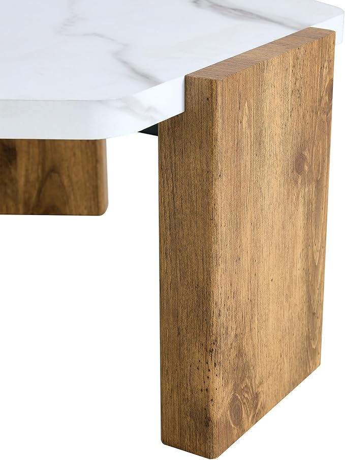 31" Modern-Style Hexagonal Coffee Table with White Marble Surface