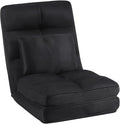 Floor Chair with Back Support for Adults Adjustable 14 Positions Video Game Chairs Foldable Floor Lounger with Pillow 8823(Black)