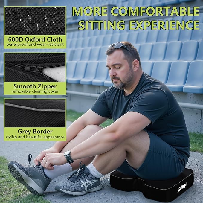 Relispo Stadium Seats for Bleachers with Integral Cutting Memory Foam, Stadium Seat Cushion Waterproof Extra Thick Bleacher Cushion, Portable Stadium Cushions for Indoor Outdoor Events