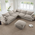 Lopzeho Oversized Cloud Modular Sectional Sofa, Comfy Down Filled Cloud Couch with Removable Cover, V Shaped 5 Seat Couch with Ottoman, Deep Seat Sectional Couches for Living Room, Light Gray