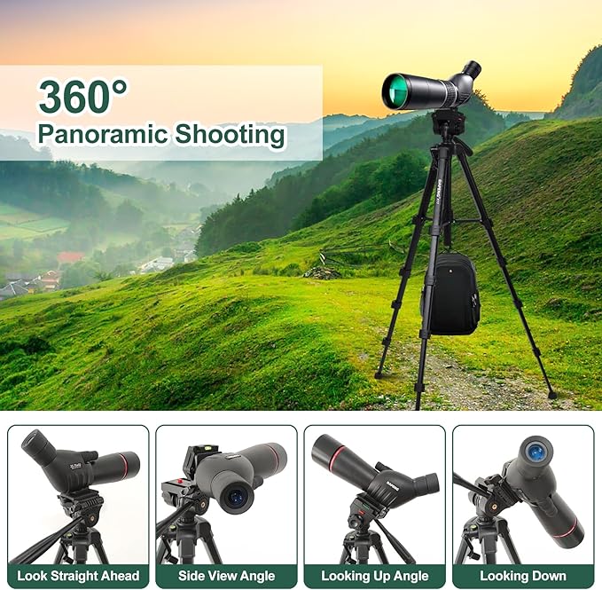 DAPENG Spotting Scope Tripod,Shooting Hunting Rest V Yoke Stand with Travel Bag and Phone Holder,Compatible with Monocular/Astronomical Telescope/DSLR Camera/Cell Phone/Projector (70 inch)