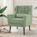 CHSICFOR Modern Accent Chair, Upholstered Arm Chair with Waist Pillow, Single Sofa Chair for Living Room Bedroom Small Spaces (Light Green)