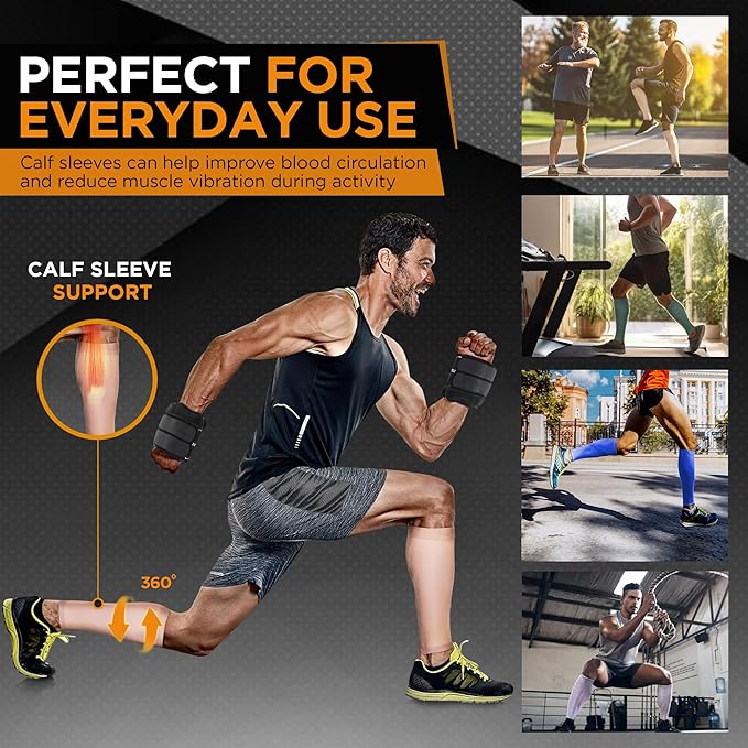 Doc Miller Compression Calf Sleeve for Men & Women – 20-30mmHg Graduated Support for Running, Shin Splints, Calf Strain – Knee High, Small to 6XL Plus Size
