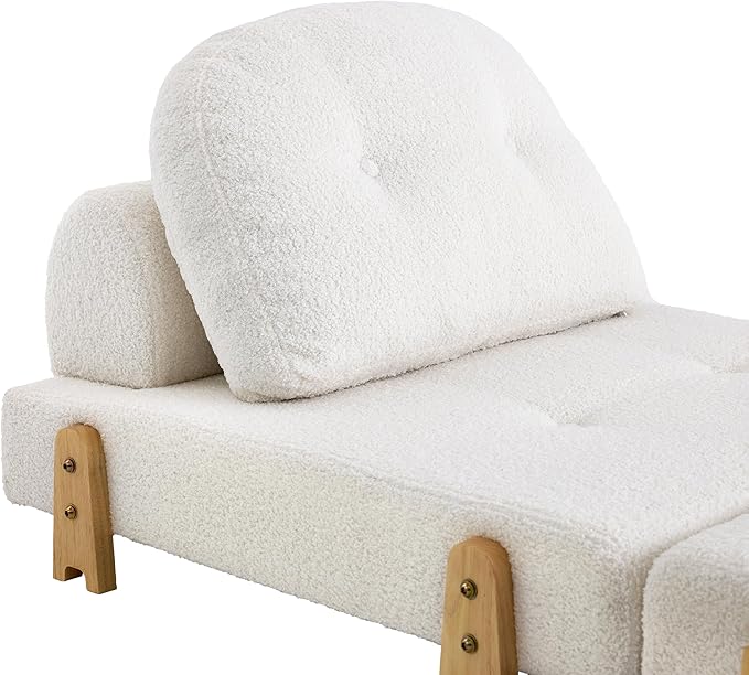 Christopher Knight Home Zila Folding Sofa Bed, 2-in-1 Convertible Sleeper Chair with Wooden Frame, Headrest & Lumbar Pillow, Portable Fold Out Floor Chair, Comfy Floor Sofa Lounge, Beige