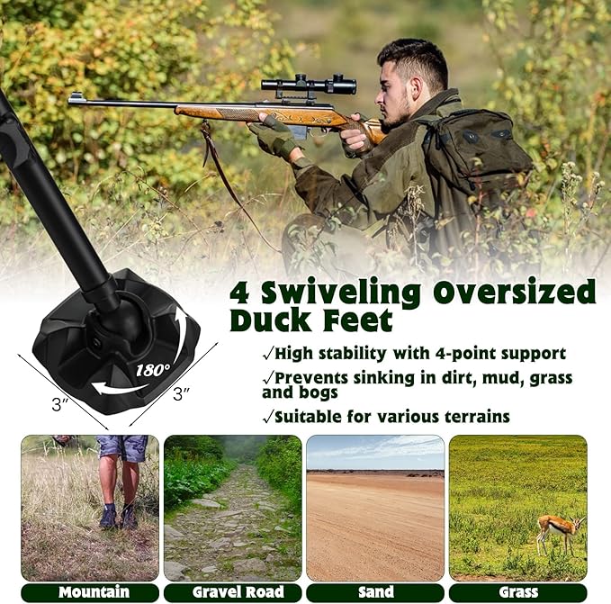 GYMAX Hunting Chair, 360 Degree Swivel Hunting Blind Chair w/ 3’‘ Oversized Duck Feet & Camo Padded Cushion, 330 LBS Silent Waterproof Rustproof Folding Ground Blind Hunting Seat Stool for Outdoors