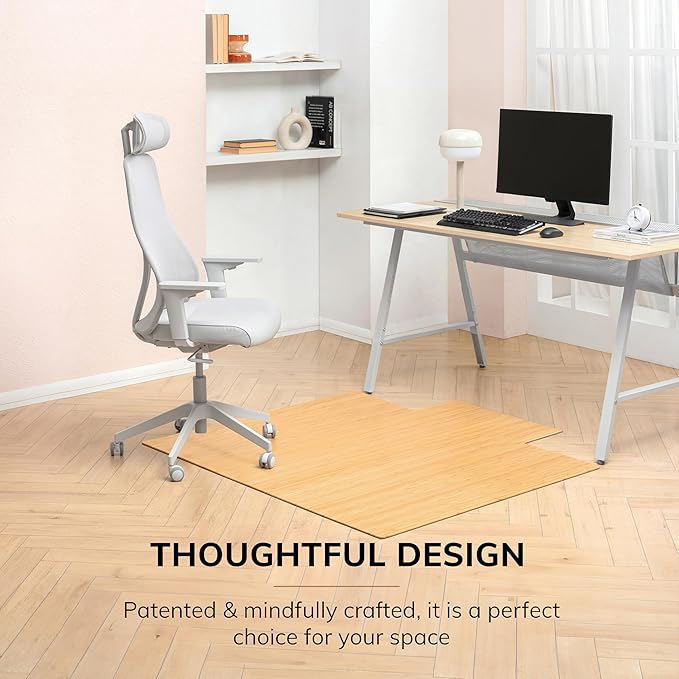 Anji Mountain Office Chairmat Thickest & Sturdy Bamboo Chairmats Highly Premium Quality Anti-Slip Heavy Duty for Multi-Purpose Hardwood Floor Office & Home Floor Protector Office Chair mat-5mm Thick