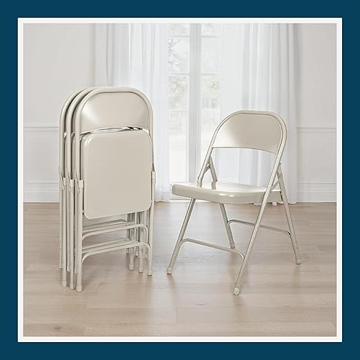 OEF Furnishings OEF50 Series All-Steel Heavy-Duty Folding Chairs with 500 lb Weight Capacity (4-Pack, Gray)
