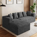 Modular Sectional Sofa, 107" L Shaped Cloud Couch Plush Corduroy Deep Seat Boneless Sofas with 5 Pillows Long Chaise Lounge Couches Memory Foam for Living Room - Dark Grey, Left Facing Chaise