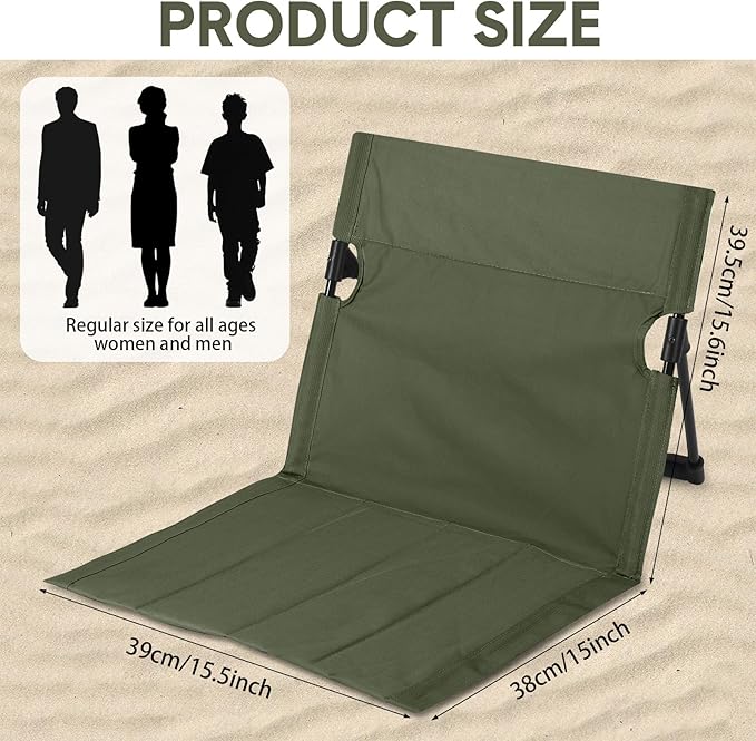 Jetec Foldable Floor Backrest Chair Portable Camping Chair with Storage Bag Light Weight Lazy Seat for Indoor Outdoor Bed Ground Park Lawn Concerts Beach Hiking