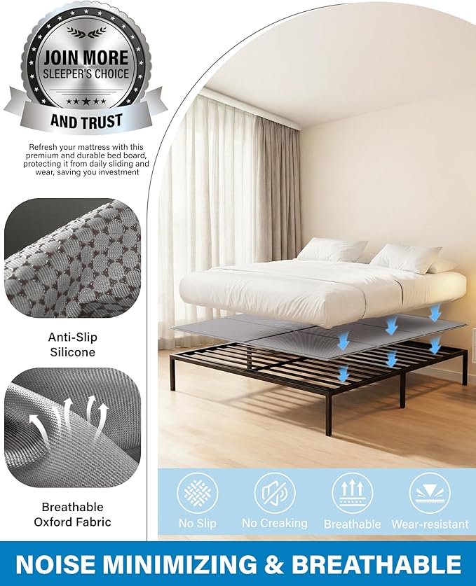 SAKSUN Bunkie Board King 76x80'' for Bedroom: Breathable & Moisture Resistant Boards for Bed Frame - Heavy Duty Low Profile Bed Support Board King Box Spring Supplement, Noise Minimizing