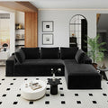 KAPEETOO Cloud Modular Sectional Sofa with Chaise Longue, Giant L Shaped Sectional Couch with Deep Seat, Oversize 3-Seater Boneless Couch for Living Room Bedroom Right Facing Chaise (Black)