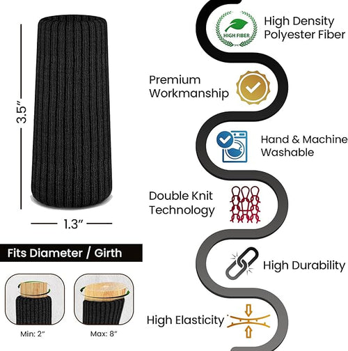 32 Pcs Black Premium Chair Leg Socks Protectors for Hardwood Floors - Do not Easily Fall Off - Very Easy to Put on - Fits All Leg Shapes - High Elastic Bar Stool Leg Covers - Furniture Pads