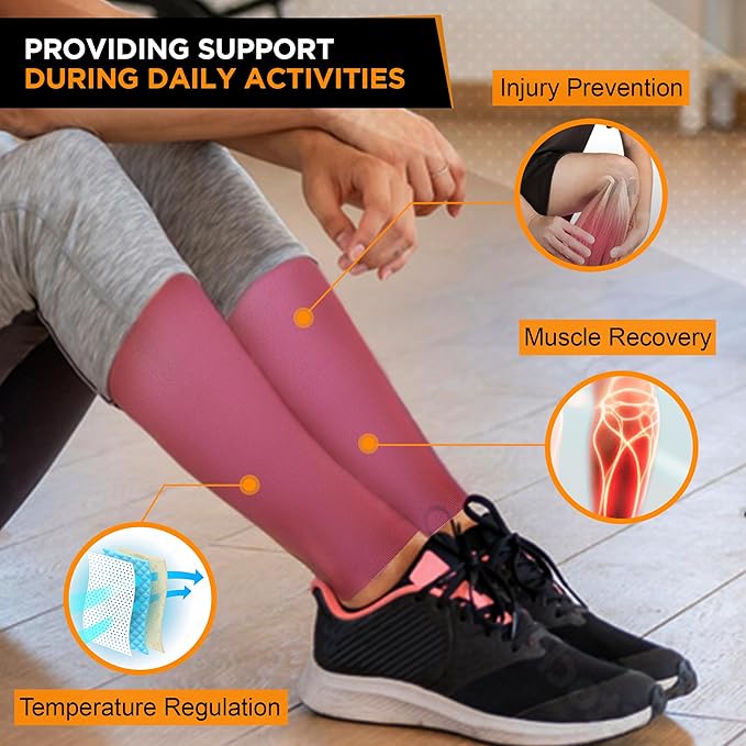 Doc Miller Compression Calf Sleeve for Men & Women – 20-30mmHg Graduated Support for Running, Shin Splints, Calf Strain – Knee High, Small to 6XL Plus Size