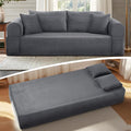 83" Sofa in a Box, 3 Seater Couch No Assembly Boneless Sofa Bed with Cushion Back 2 Pillows Deep Seat Corduroy Fabric Side Storage Pockets for Living Room, Bedroom, Apartment, Office, Deep Grey