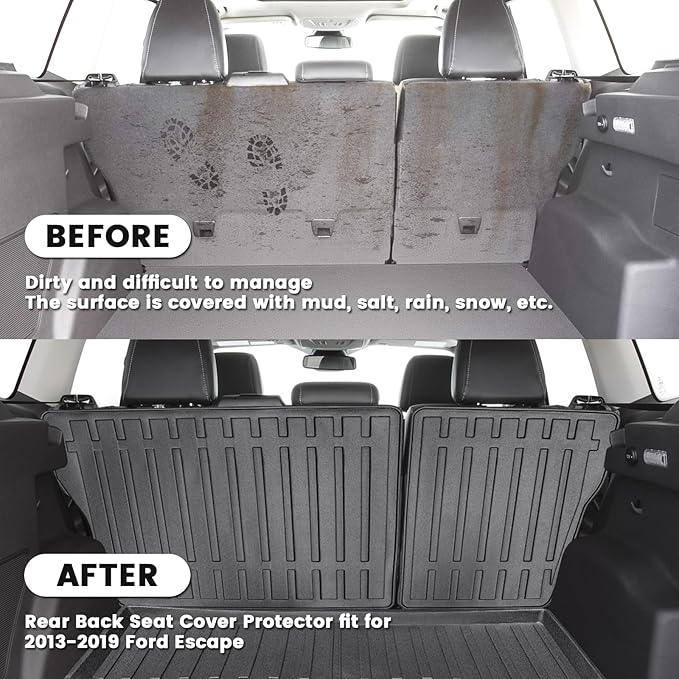 Backrest Mats Compatible for 2013 2014 2015 2016 2017 2018 2019 Ford Escape Back seat Cover All-Weather Rear seat Protectors for 2019 Ford Escape Accessories