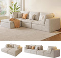 109" Oversized L Shaped Modular Sectional Sofa,Cloud Sectional Couch with Ottoman Deep Seat,Boneless Memory Foam Sofa for Living Room,Teddy Fleece Fabric, No Tools Assembly Required (Beige,1 Ottoman)