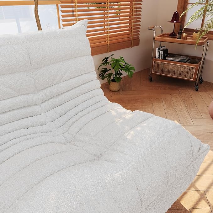 Bean Bag Chair, Fireside Chair, Large Bean Bag Chair for Adults, Bean Bag Chairs for Teens with High-Resilience Foam, Non-Slip Base Floor Lounge Sofa,Living Room (White, Single)
