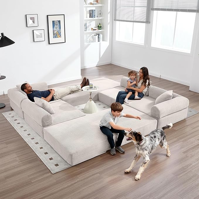 L Shape Convertible Sofa Bed with Cylindrical Pillow and Storage Pocket, Convertible Sofa Couch Bed with Support Frame for Living Room Bedroom Children Room-Beige