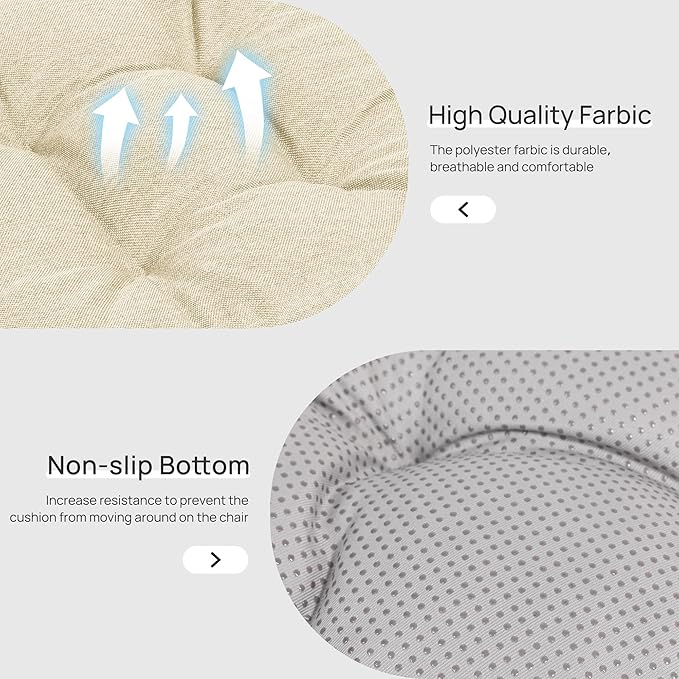 Love's cabin Memory Foam Chair Cushions Set of 4, Outdoor/Indoor Chair Pads for Dining Chairs 4 Pack, Seat Cushions for Kitchen, Dining Room, Office, Patio Chairs, 19"x19"x3.5" Beige