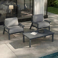 Patio Kingdom Patio Furniture Set with Washable Thick Gray Cushions, HDPE Outdoor Couch, All-Weather Outdoor Sectional Furniture, Patio Conversation Sets for Lawn, Garden, Porch (Grey Frame)
