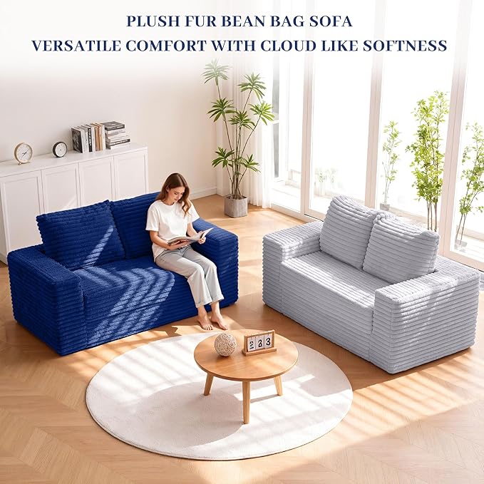 HABUTWAY Convertible Folding Sofa Bed Couch,3 in 1 Pull Out Couch Bed,Loveseat Sleeper Sofa Bed,Boneless Couches with Pillows for Living Room Bedroom, Blue
