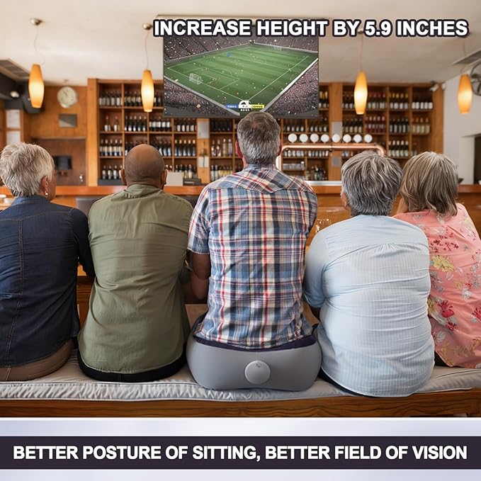 BrightRow 4 Pack Inflatable Stadium Seat Cushion with Built-in Pump, 15 x 12 x 5.9 Inches Self-Inflating Booster Stadium Seats Bleacher Seat Chair Cushion for Airplane Backpacking Sports Camping