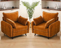 Oversized Accent Chair Set of 2,All Seats Storage,Comfy Armchair,24.5'' Deep Seat,Upholstered Living Room Chairs,Big Reading Chair for Bedroom,Office,Chenille,Yellow