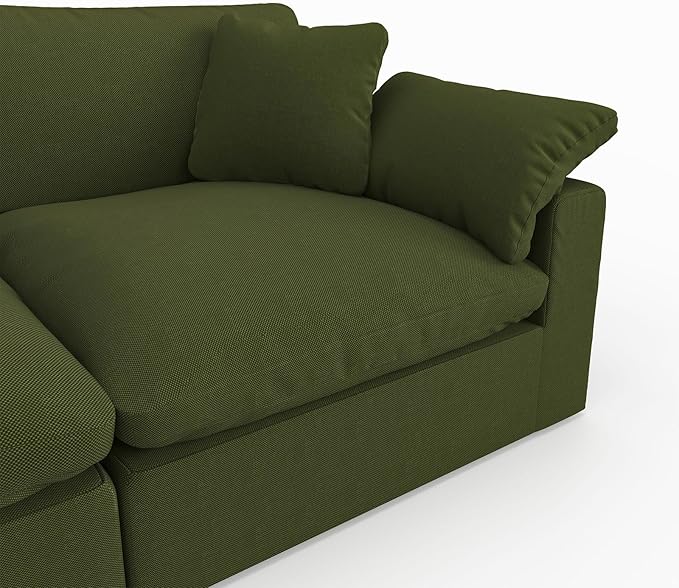 Forest aesthetics Modular Sectional Sofa Cloud Couch,78.6" Down Filled Comfy Cloud Modern Sofa,2 Seater with Green Linen Couch Cushion Covers Removable Furniture for Living Room