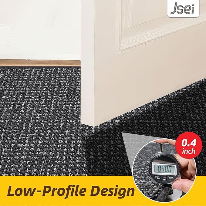 JSEI Dirt Trapper Door Mat 24"x60" Non-Slip Washable Entrance Mat, Dog Doormats, Absorbent & Fade-Resistant Floor Mats, Low Profile Welcome Mats for Entryway, Front Door, and Inside Entrance, Charcoal