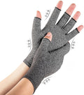 TFUSOM Arthritis Gloves for Women for Pain, Men and Women Fingerless Compression Wrap for Hand Pain and Osteoarthritis Compression Gloves Women,L,Grey