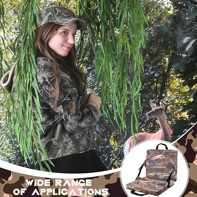 Juexica 2 Pcs Hunting Seat Cushion Camo Foam Folding Cushion Stadium Seats with Back and Handle for Deer, Duck, Turkey Hunting, Fishing, Camping, and Outdoor Activities Sport Events Bleacher