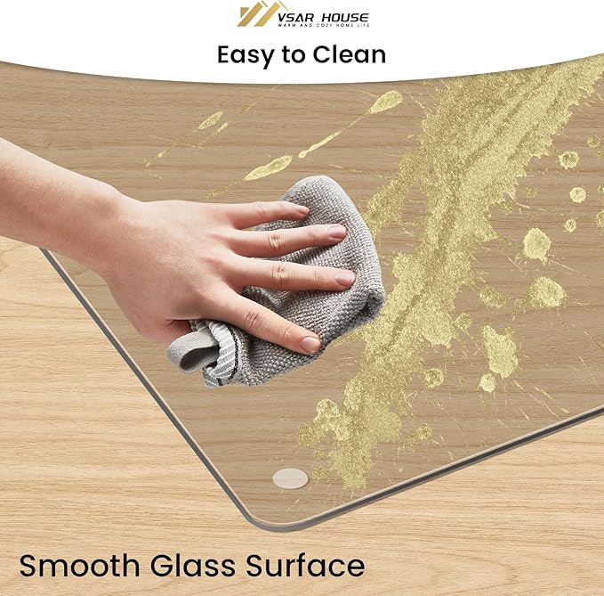 55"x46" Tempered Glass Chair Mat, Heavy Duty Glass Office Floor Mat for Carpet or Hardwood Floors, with Non-Slip Pads, Round Corner and Polished Edge, Effortless Rolling, Thick 1/5"