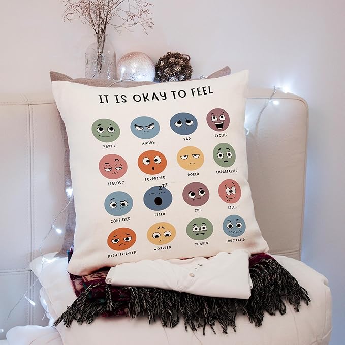 Nogrit Counseling Office Must Haves Throw Pillow Cover, Calming Corner, Mental Health Pillowcase Decor for Home Kids,Mental Health Counselor Gifts, Calming Corner Pillow Covers 22x22 White