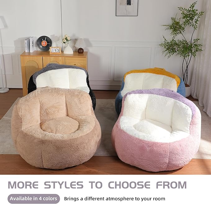 KEIKI Oversized Bean Bag Chairs, Bean Bag Couch for Adults and Kids, Large Reading Chair, Multicolor Faux Fur Floor Sofa for Reading, Playing or Relaxing