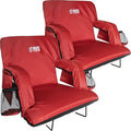 BRAWNTIDE Stadium Seat with Back Support - Comfy Cushion, Thick Padding, 2 Steel Bleacher Hooks, 4 Pockets, 2 Cup Holders, Reclining Back, Ideal Chair for Sport Events, Beaches, Camping, Concerts