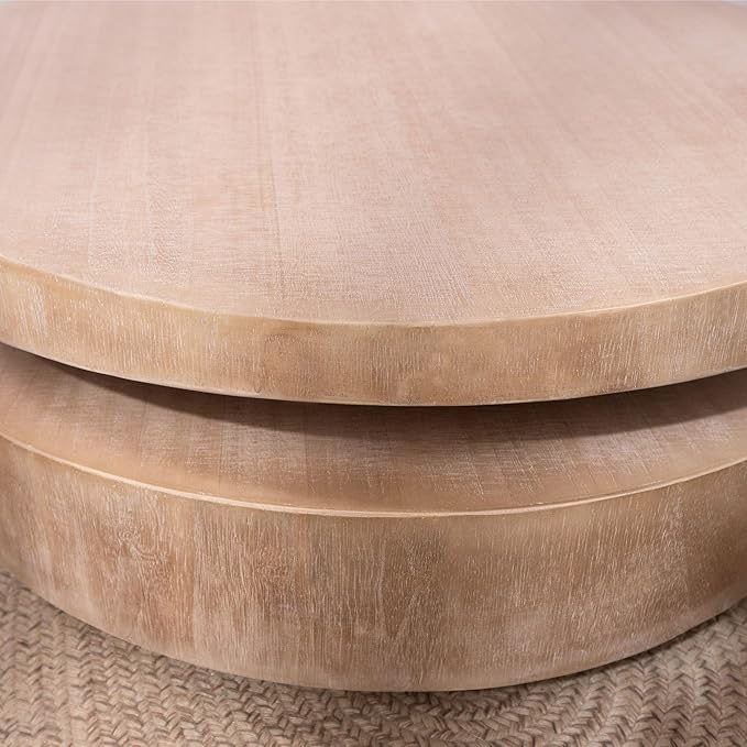 31.3" Modern Round Wood Coffee Table,Natural Finish Accent Table for Living Room