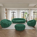 WJShome Modular Sectional Sofa,Bubble Couch Set,1 Seater+ LoveSofa+ 3 Seater+Ottoman,Modern Upholstered Bean Bag Sofa Couch Mesh Fabric Lazy Floor Chair Living Roon Sets (Green, 98.43"+79"+48"+42")