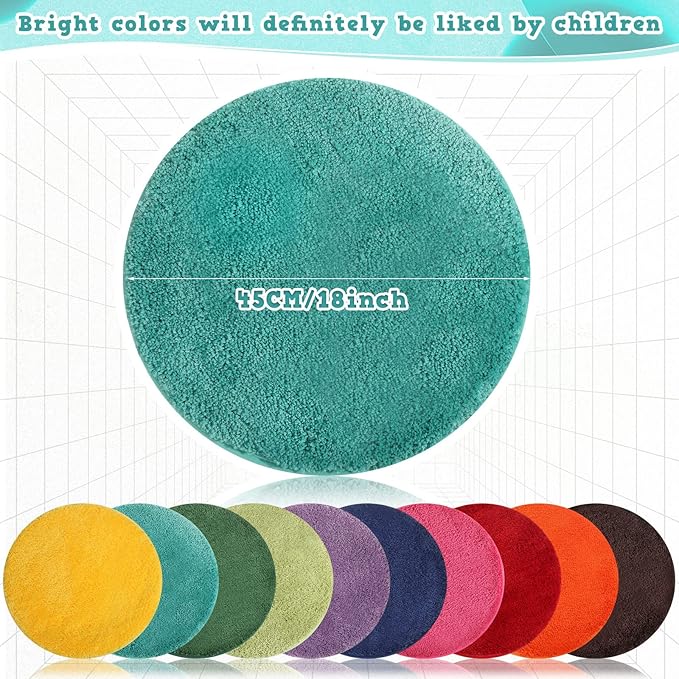 Funtery 30 Pieces Kids Carpet Circle Seats Bulk 18 Inch Classroom Children's Mats Multi Color Rug Mats Round Soft Warm Floor Cushions for Library School Story Time Group Activity Play Areas