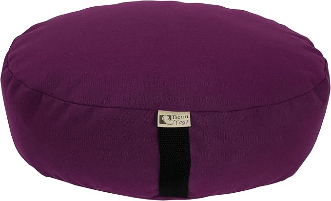 BEAN PRODUCTS Zafu Meditation Pillows for Sitting on Floor, Yoga Cushion, Cotton/Buckwheat fill Yoga Pillow, Zafu Meditation Cushion, Zen Kneeling Prayer Pad- MADE IN USA - 14" ROUND - BURGUNDY
