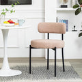DYHOME Dining Chair One Chair,Boucle Dining Chair with Black Metal Legs,Upholstered Modern Kitchen Dining Room Chair Curved Backrest,Camel Color