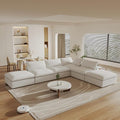 160" Cloud Couch Modular Sectional Sofa for Living Room,L Shaped Sofas with Storage Ottoman,Down Filled Convertible 6 Seater, Covers Washable&Replaceable (White)