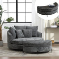 Chifee & Vingol 59.8" W Oversized Accent Barrel Chair Round Chair with Ottoman & Movable Wheels,Charcoal