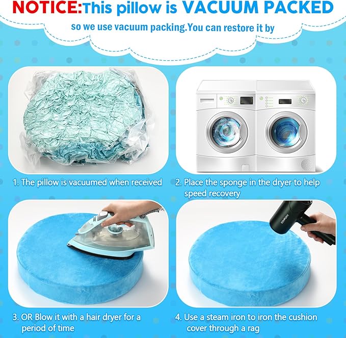 GlikCeil 8 Pcs Round Floor Pillow Cushions for Kids Classroom 15'' Soft Flexible Seating Chair Floor Seats for Reading Corner Playroom - Winter & Spring School Supplies (Ocean Breeze Series)