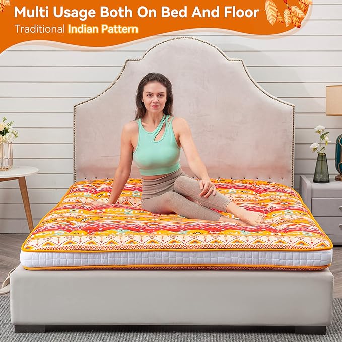 Dr.Futon Japanese Floor Futon Mattress Extra Thick Folding Roll Up Bed Topper Mat for Guest,Lounger and Tavel